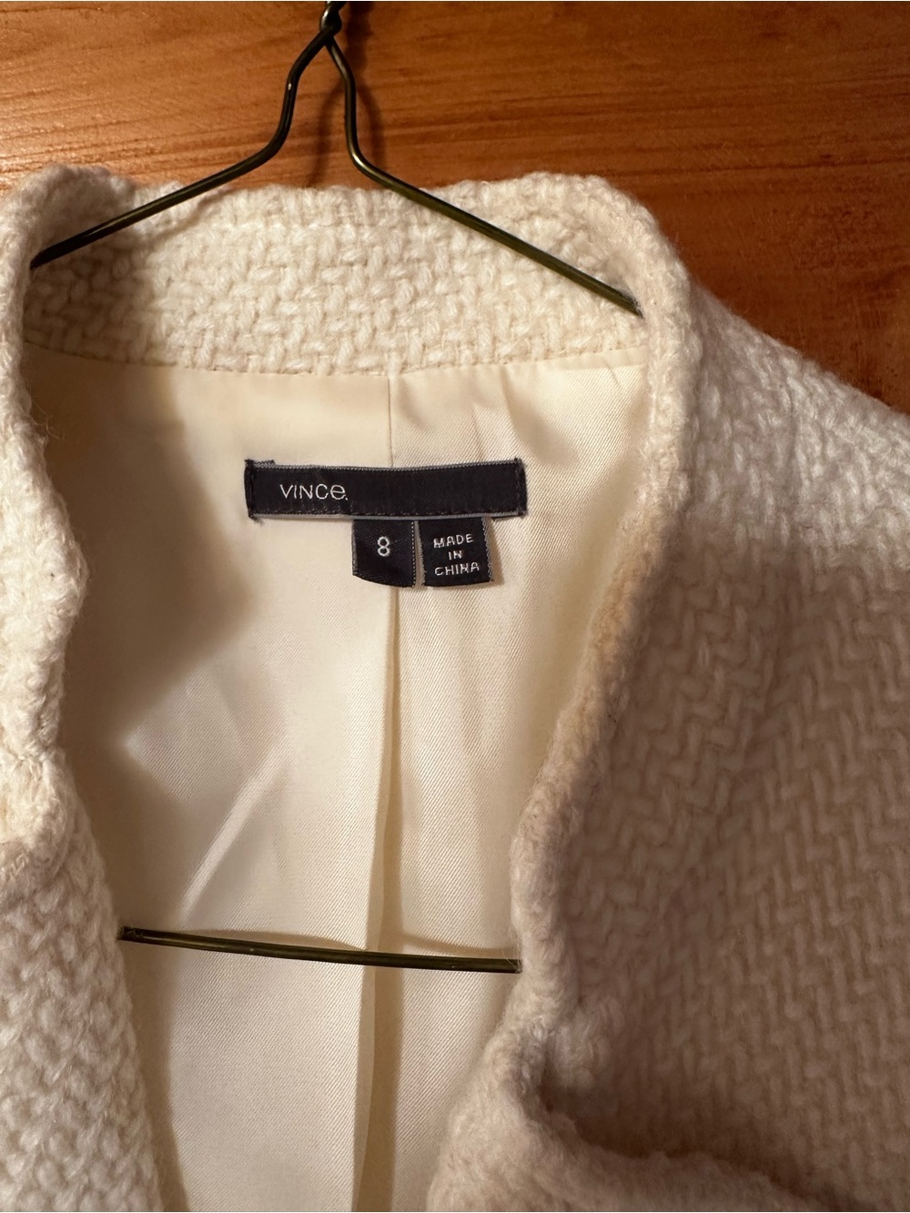 Vince Classic Cream Textured Double-Breasted Blazer Sz 8 - Picture 2 of 3